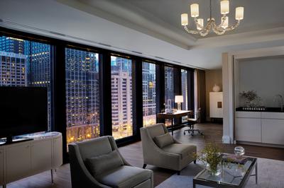 One Bedroom River View Suite - Living Room Night
