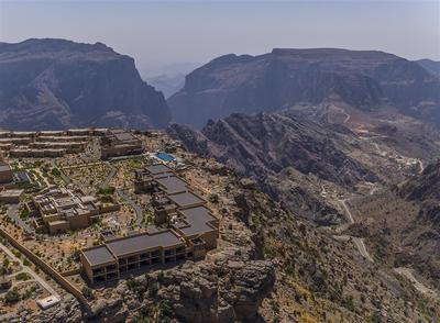 Aerial view of the resort in the mountains