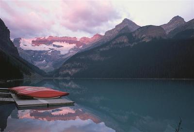 Lake Louise Canoes and Glacier