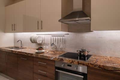 A fully equipped kitchen