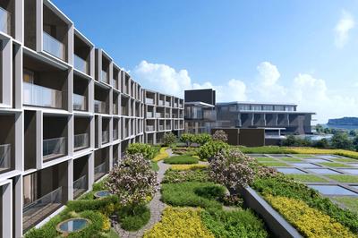 Hotel exterior with garden
