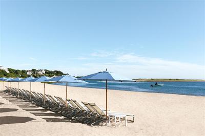 beach chairs and umbrellas