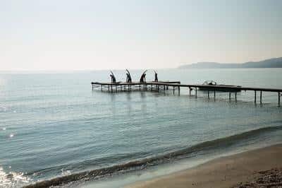 Yoga session by the beachfront
