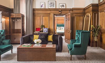 Heritage Suite Spacious separate lounge with wood
