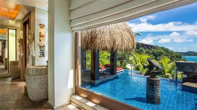 Bathroom and pool view