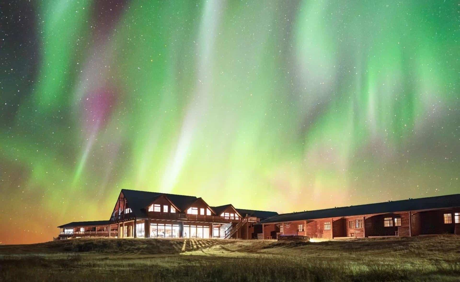 Northern lights at Hotel Rangá, Iceland